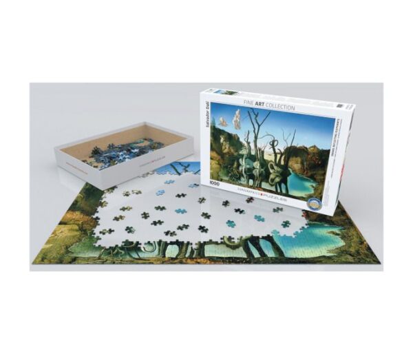 Puzzles Cisnes que reflejan elefantes