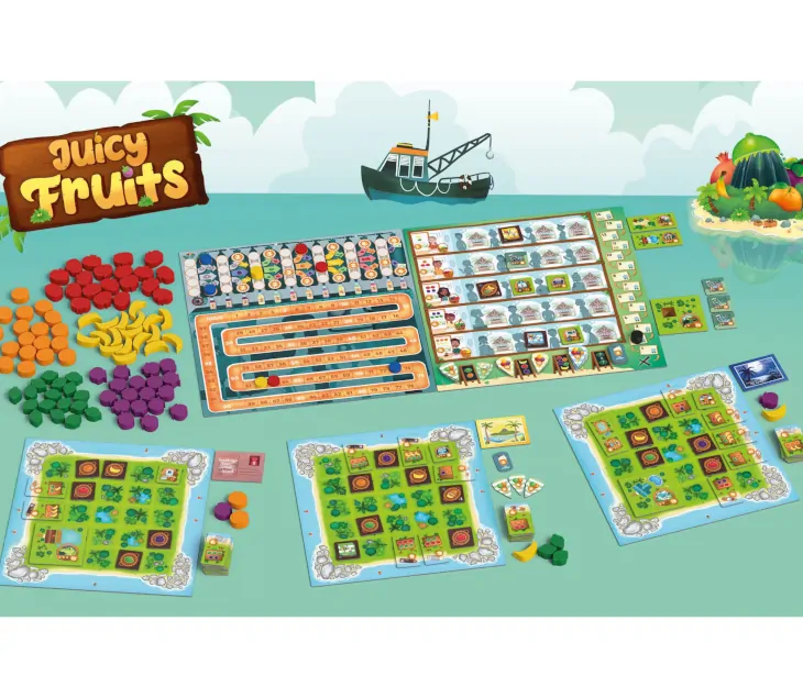 juego mesa frutas jugosas